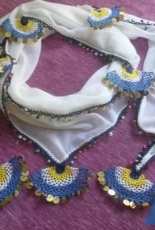 needle and crochet embroidered scarves