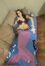 Crochet Couch - Kim Latshaw - Mermaid Afghan with Brown Hair