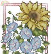 Pamela Kelogg Sunflower and Morning Glories
