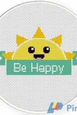 Daily Cross Stitch - Be Happy Banner
