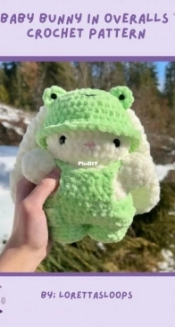 Pixie Plushies - Lorettas Loops - Baby Bunny In Overalls