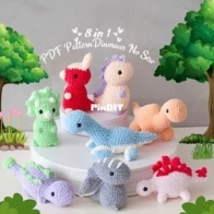 Palana Design - 8 in 1 No Sew Dinosaur Bundle: Tyrannosaurus, Mamenchisaurus, Plesiosaur, Ankylosaurus, Triceratops, Pterosauria, Stegosaurus and Parasaurolophus
