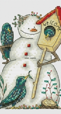 Snowman With A Birdhouse by Ludmila Oinonen