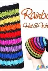 Rainbow Hat/Wristers by Jolanda Schneider/Jollyknits-Eng,German-Free