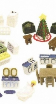 Mary Maxim 16666 Plastic Canvas Christmas House Furniture