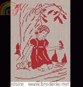 Broderie.net - Grandsire Jean-Louis - La fillette et loiseau