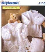 Stylecraft 4110 Babys matinee coat set 3ply
