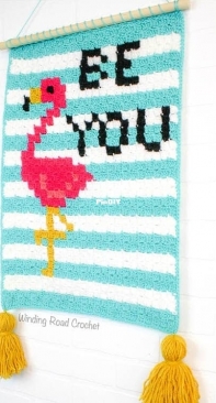 Winding Road Crochet - Lindsey Dale - Flamingo Wallhanging  -  Free