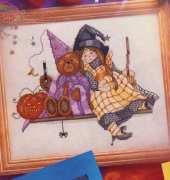 Halloween Teddy Bear and Doll from Cross Stitcher UK 61 October 1997