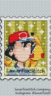Lunar Fox Stitch - Ash and Pikachu