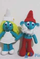 Amigurumi Papa Smurf and Smurfette