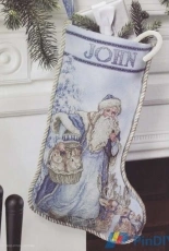 Wintry Blue Santa Stocking from A Cross Stitch Christmas Handmade Holiday XSD