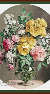 00433 Bouquet with Roses - Oval by Amelka Elenka