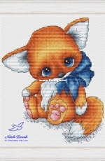 Fox with bow by Natalia Dervish Наталия Дервиш