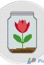 Daily Cross Stitch  -  Flower In A Jar