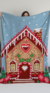 Handmade crochet Jo _ gingerbread house blanket _ English