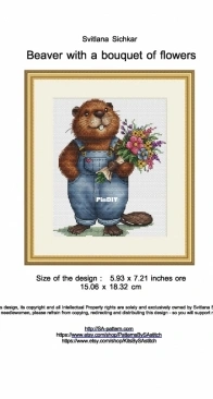 SAstitch - Beaver With A Bouquet Of Flowers by Svetlana Sichkar XSD