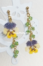 YN- 545 Viola Asymmetric Earrings - Natsuko Nakamura - Japanese - Free