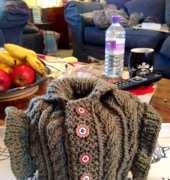 aran cardy tea cosy :)