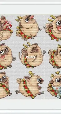 Christmas pugs by StitchBySoul