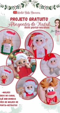 Atelie Bibi Boneca - Bruna Guimaraes - Christmas Pendants - Pingentes de Natal - Portuguese - Free