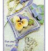 Lorri Birmingham Pansy Stump Work Scissor Fob
