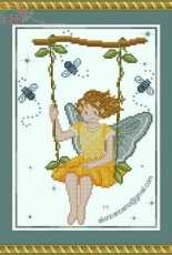 Aliona Alionca Ricamo - Fata su altalena - Fairy on Swing