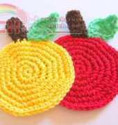 Jenny and Teddy - Jane Chan - Easy Apple Crochet Coaster