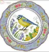 Blue Tit Plate by Susan Bates from Cross Stitch Gold 74