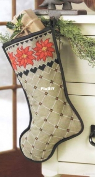 Poinsettia Stocking from A Cross-Stitch Christmas Seasonal Sensations XSD