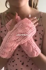Glam in Pink Fingerless Cabled Mittens by Miss Z-Free