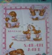 DMC K1693 Oliver Otter Girl Birth Sampler