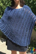 Simple Poncho with Lacey Stripes by Stefee Knudsen-Free