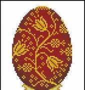 Solaria Gallery Easter Egg Gold flowers on red XSD