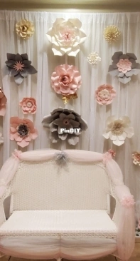 Flower Wall and Baby Shower Bench