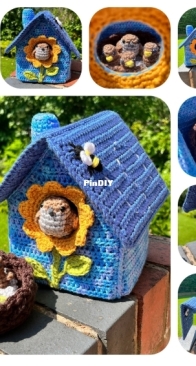 Lau Loves Crochet - Laura Loves Crochet - Laura Sutcliffe - Sparrow and Chicks Birdhouse