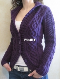 Blackberry Cabled Cardigan - Alexandra Charlotte Dafoe -  Delicious Knits