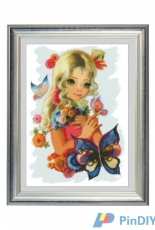 Dina Stitch - Girl and Butterfly - Free