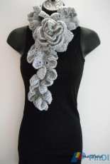 Marifu6a- Crochet Pattern Ruffle Rose Scarf