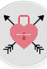 Daily Cross Stitch - Heart Lock Arrows