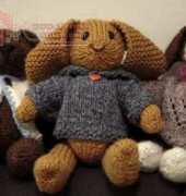 Fuzzy Mittens-Bunny with Hoody-Knit by Barbara Prime