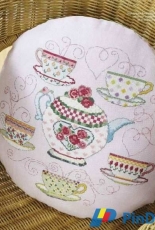 Teatime Cushion by Lesley Teare from Cross Stitch Gold 111