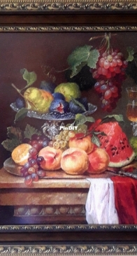 Still life with peaches, watermelon and figs