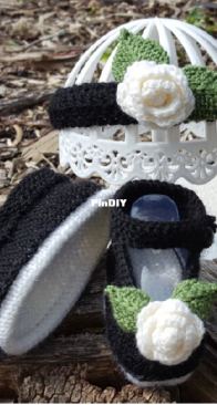 Floral Mary Jane Shoes with a Matching Headband - Mason Baby - Deb Mason Designs