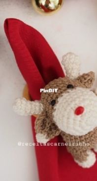 Receitas Carneirinho - Izabel Carneiro - Napkin ring Reindeer - Porta Guardanapo Rena - Portuguese