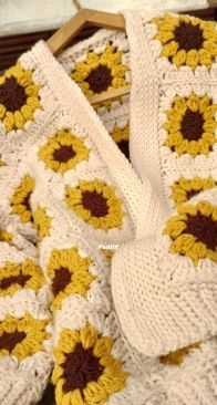 Yo lo teji - Dalia Magnani - Cardigan SunFlower - Cardigan Girasol - Spanish