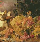HAED HAEFGW506 Dog By Basket of Grapes by Ferdinand George Waldmuller