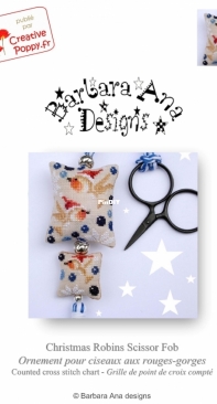 Creative Poppy - Barbara Ana Designs BAN198 Christmas Robins Scissor Fob PCS + XSD