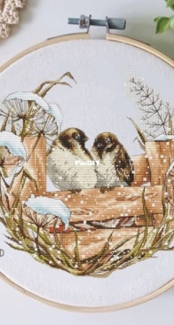 Fence with Two Sparrows by Jeanne Dick SAGA