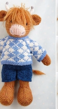 Bull in a sweater and shorts by Julie Williams - Little Cotton Rabbits